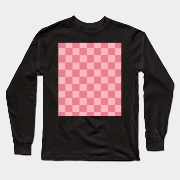 Pink/rose check pattern chessboard design Long Sleeve T-Shirt by loulou-artifex